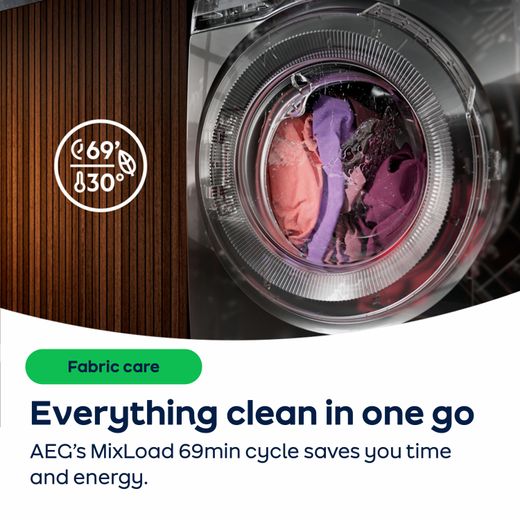 AEG ProSense® Technology LFR61144B 10kg Washing Machine with 1400 rpm - White - AO Annotation - MixLoad 69min